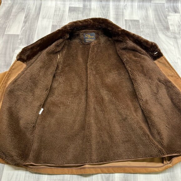 ✅Mens L VTG Cal Craft Faux Fur Lined Brown Corduroy Jacket Western **SMALL TEAR - Picture 9 of 12